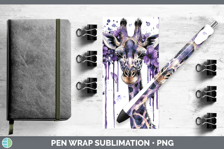 Purple Drips Giraffe Pen Wrap Sublimation Pen Designs