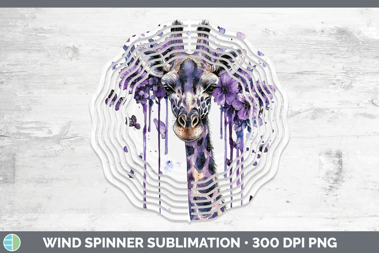 Purple Drips Giraffe Wind Spinner Sublimation Spinner Design