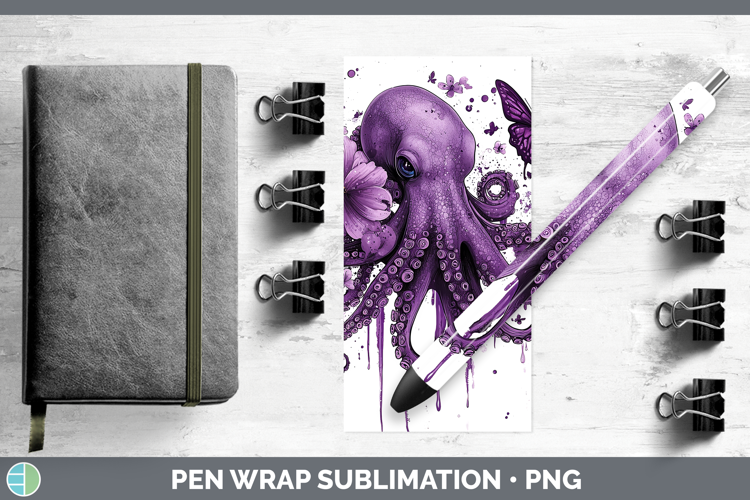 Purple Drips Octopus Pen Wrap Sublimation Pen Designs