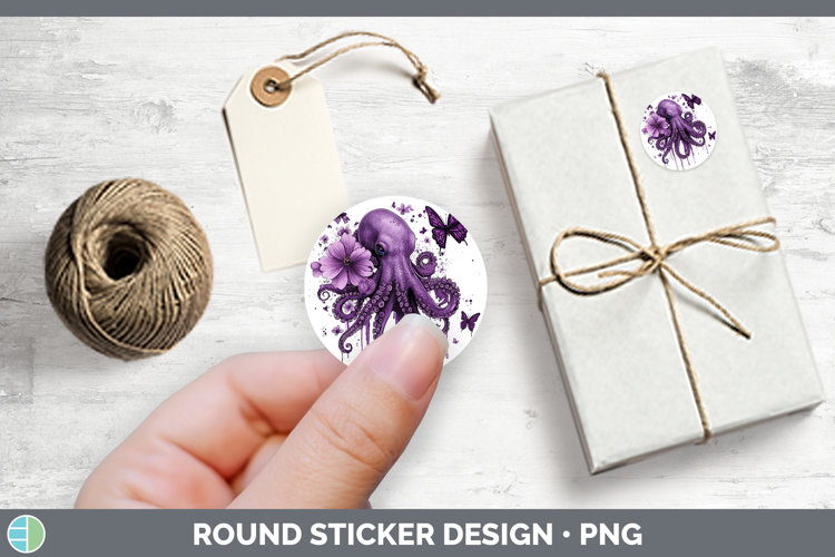 Purple Drips Octopus Stickers | Round Labels Designs