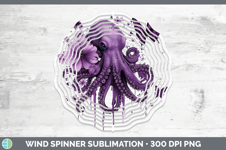 Purple Drips Octopus Wind Spinner Sublimation Spinner Design
