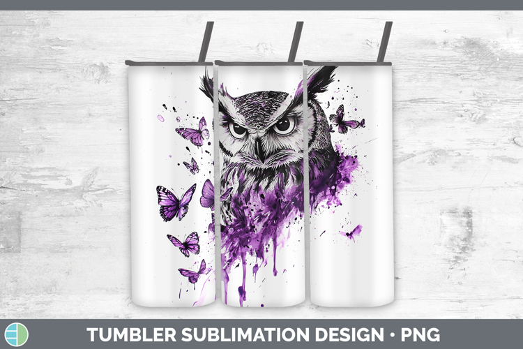 Purple Drips Owl Tumbler Sublimation 20 oz Skinny Tumbler De