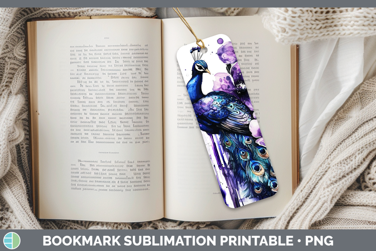 Purple Drips Peacock Bookmark Sublimation Printable Designs