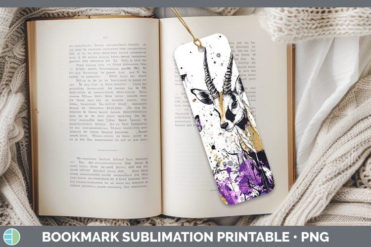 Purple Drips Safari Antelope Bookmark Sublimation Printable