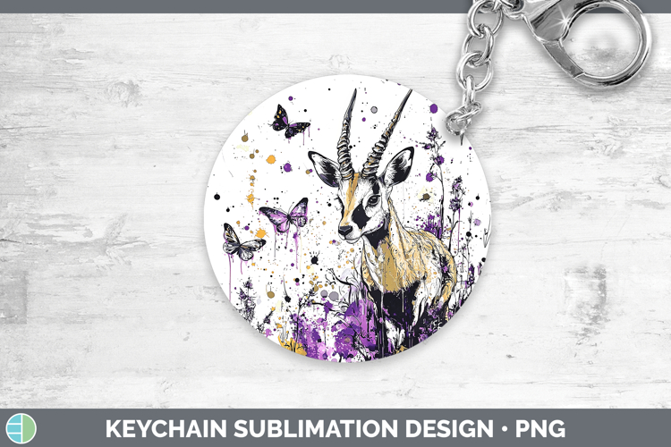 Purple Drips Safari Antelope Keychain Sublimation Keyring De