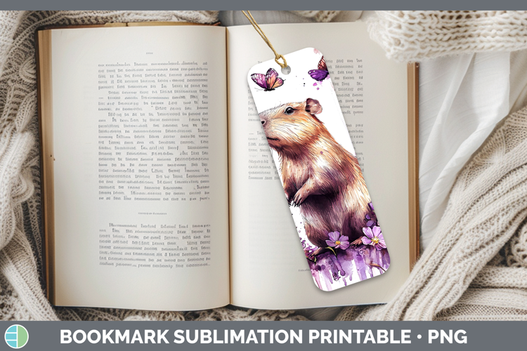 Purple Drips Safari Capybara Bookmark Sublimation Printable