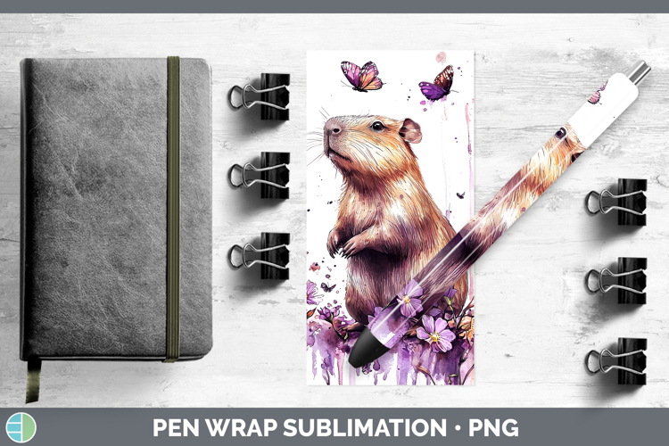 Purple Drips Safari Capybara Pen Wrap Sublimation Pen Design