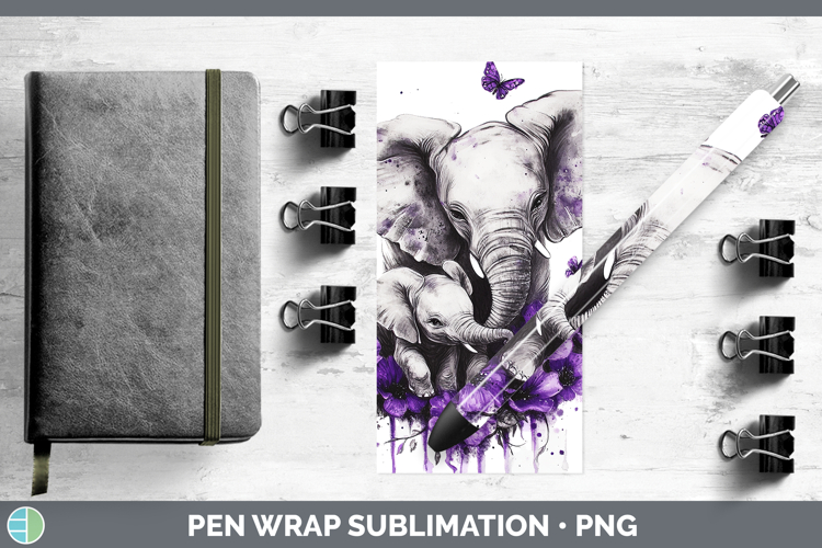 Purple Drips Safari Elephant Pen Wrap Sublimation Pen Design