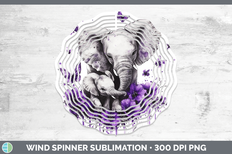 Purple Drips Safari Elephant Wind Spinner Sublimation Spinne