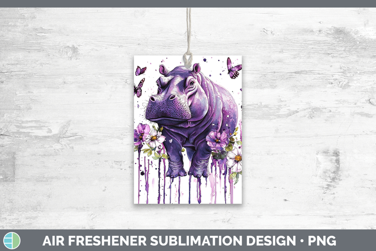 Purple Drips Safari Hippo Air Freshener Sublimation Car Fres