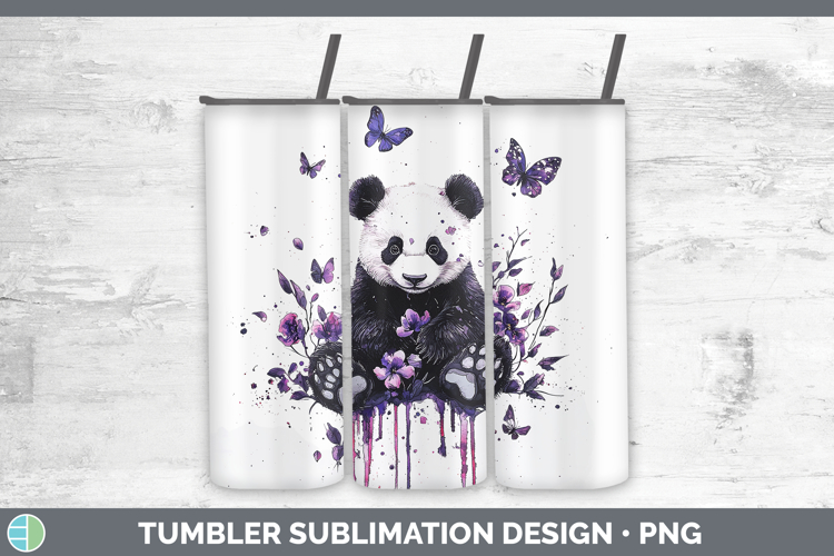 Purple Drips Safari Panda Bear Tumbler Sublimation 20 oz Ski