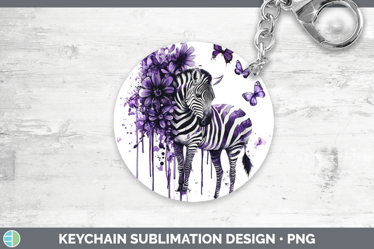 Purple Drips Safari Zebra Keychain Sublimation Keyring Desig