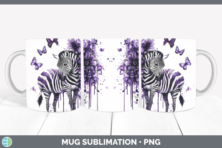 Purple Drips Safari Zebra Mug Wrap Sublimation Coffee Cup De