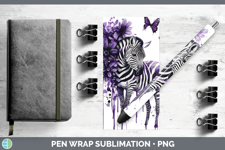 Purple Drips Safari Zebra Pen Wrap Sublimation Pen Designs