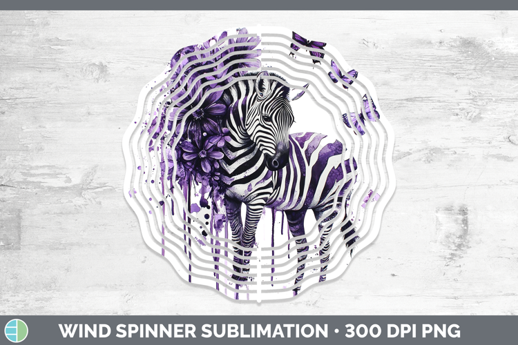 Purple Drips Safari Zebra Wind Spinner Sublimation Spinner D