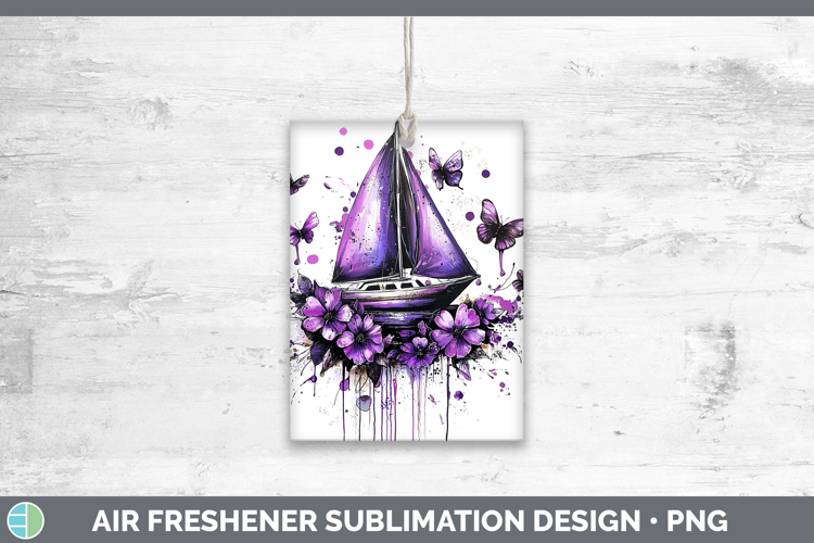 Purple Drips Sail Boat Air Freshener Sublimation Car Freshen