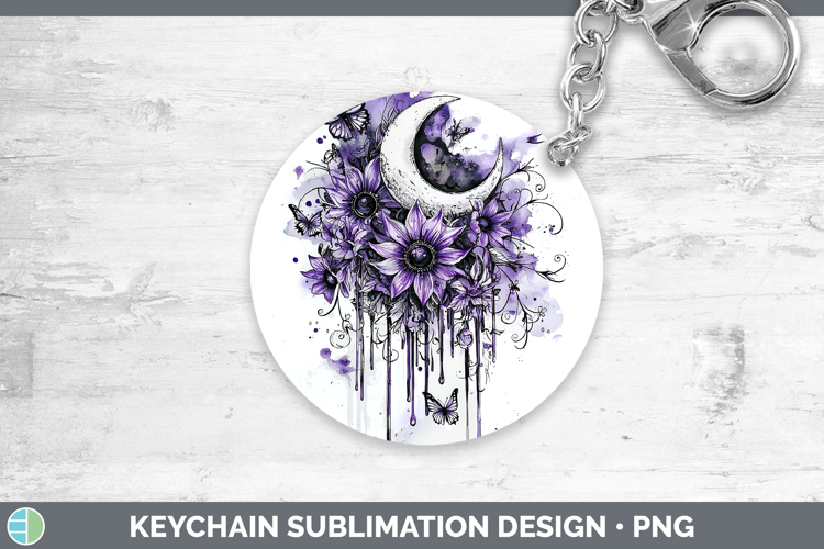 Purple Drips Sun and Moon Keychain Sublimation Keyring Desig