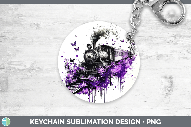 Purple Drips Train Keychain Sublimation Keyring Designs