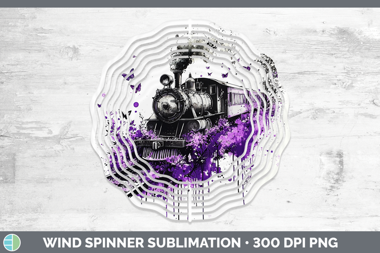 Purple Drips Train Wind Spinner Sublimation Spinner Designs