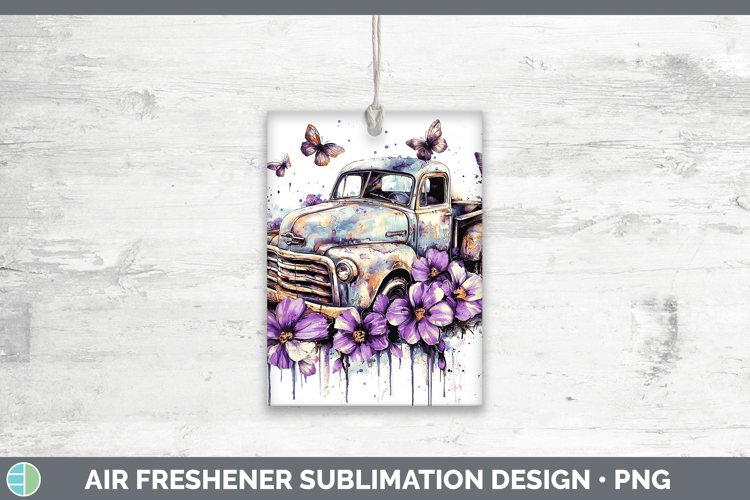 Purple Drips Vintage Truck Air Freshener Sublimation Car Fre