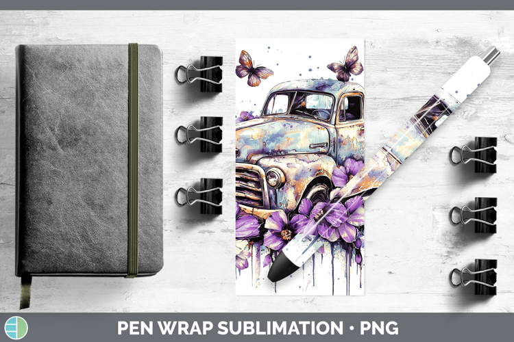 Purple Drips Vintage Truck Pen Wrap Sublimation Pen Designs