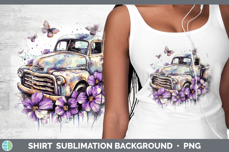 Purple Drips Vintage Truck Shirt Sublimation Sublimation Bac