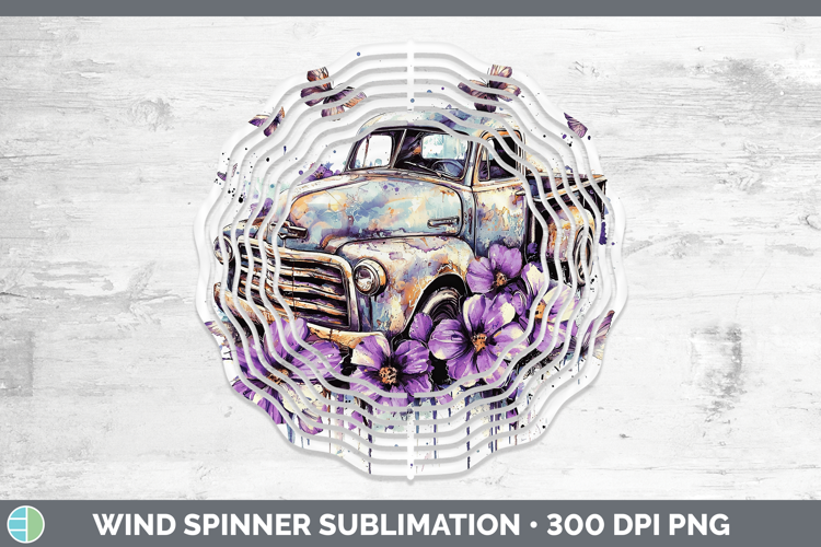 Purple Drips Vintage Truck Wind Spinner Sublimation Spinner