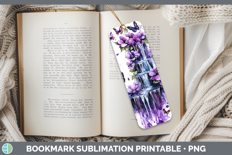 Purple Drips Waterfall Bookmark Sublimation Printable Design