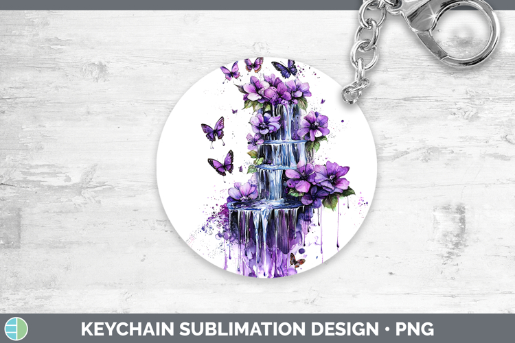 Purple Drips Waterfall Keychain Sublimation Keyring Designs