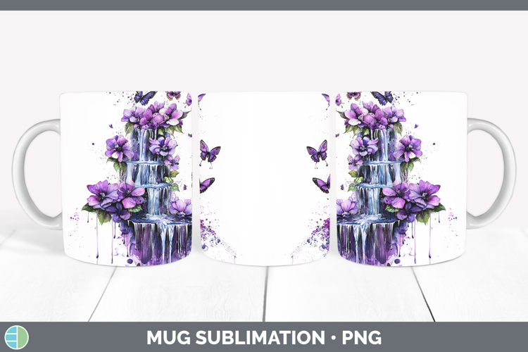 Purple Drips Waterfall Mug Wrap Sublimation Coffee Cup Desig