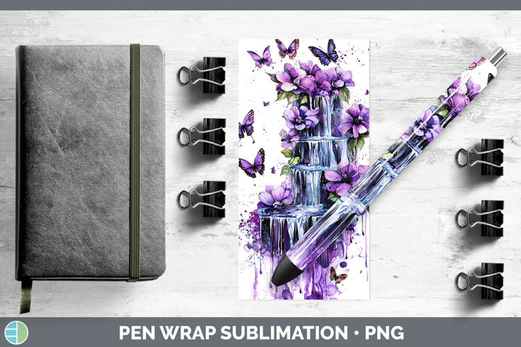 Purple Drips Waterfall Pen Wrap Sublimation Pen Designs