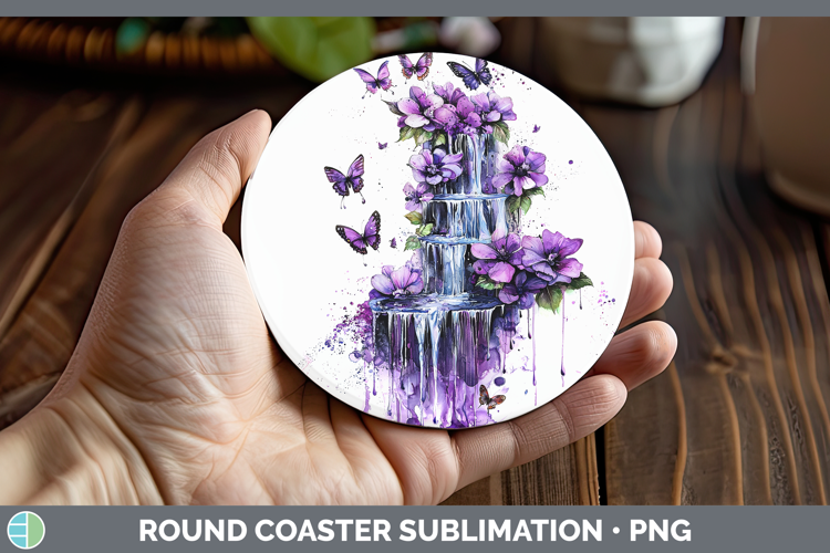 Purple Drips Waterfall Round Coaster Sublimation Coaster Des