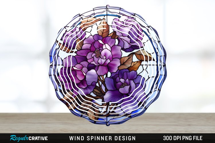 Purple Floral Wind Spinner Sublimation PNG Design example image 1