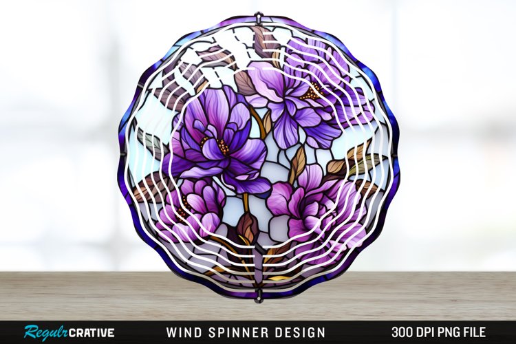Purple Floral Wind Spinner Sublimation PNG Design example image 1