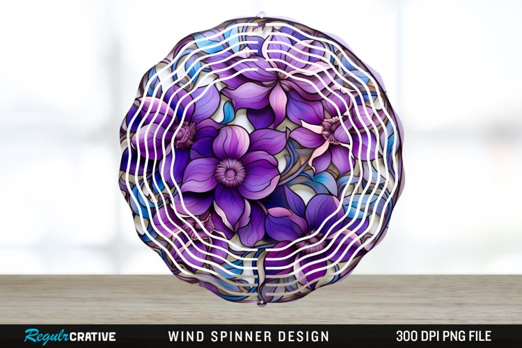Purple Floral Wind Spinner Sublimation PNG Design example image 1