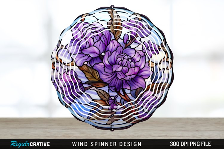 Purple Floral Wind Spinner Sublimation PNG Design example image 1