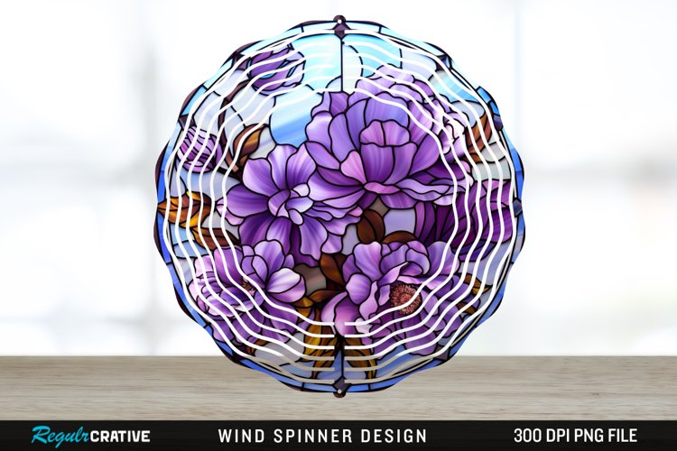 Purple Floral Wind Spinner Sublimation PNG Design example image 1