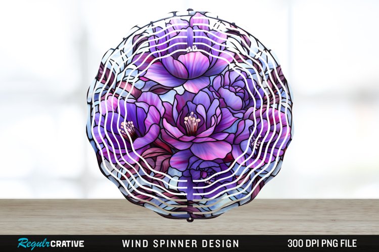 Purple Floral Wind Spinner Sublimation PNG Design example image 1