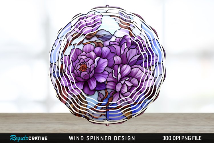 Purple Floral Wind Spinner Sublimation PNG Design