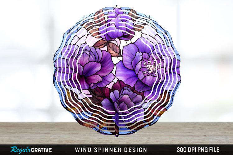 Purple Floral Wind Spinner Sublimation PNG Design example image 1