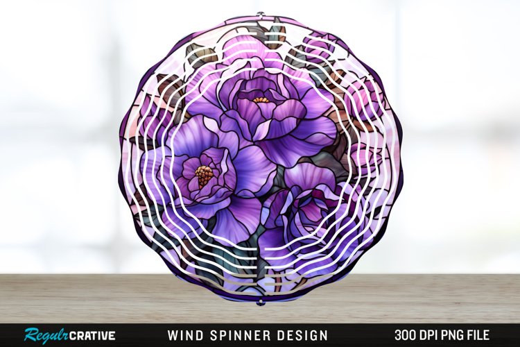 Purple Floral Wind Spinner Sublimation PNG Design example image 1