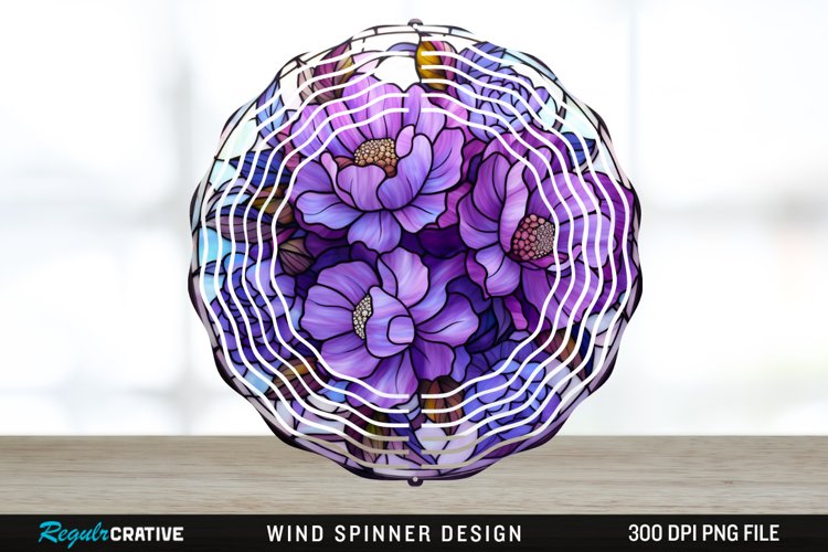 Purple Floral Wind Spinner Sublimation PNG Design example image 1