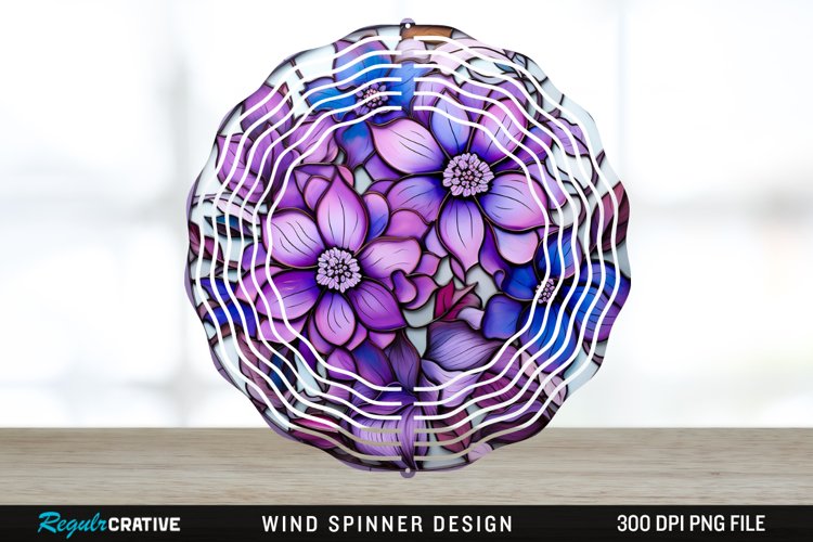 Purple Floral Wind Spinner Sublimation PNG Design example image 1