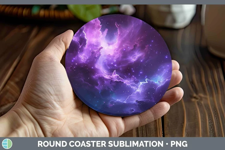 Purple Galaxy Round Coaster Sublimation Coaster Designs