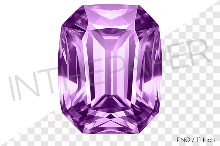 Elegant purple Emerald cut PNG jewelry clipart mineral gem