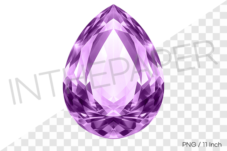 Teardrop shape purple pear cut PNG jewelry clipart mineral