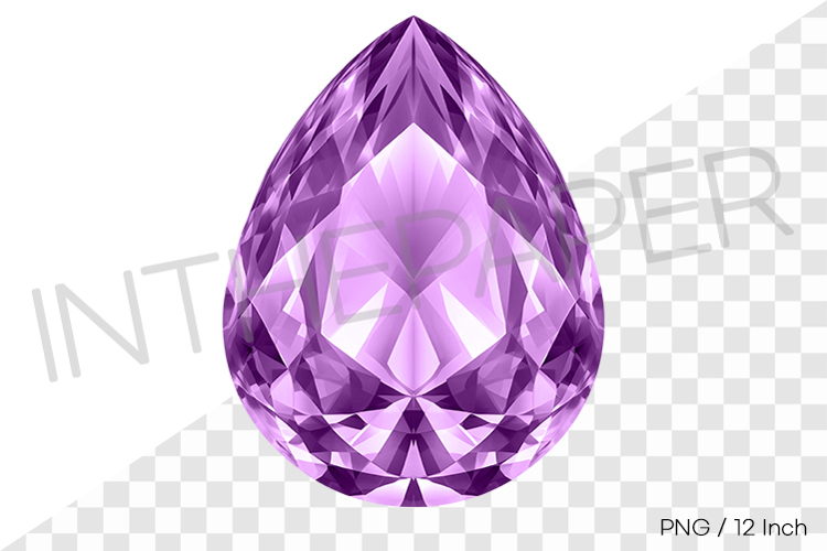 Sophisticated purple pear cut PNG jewelry clipart mineral