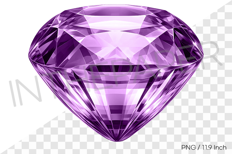 Shining purple round cut PNG jewelry clipart mineral gemston