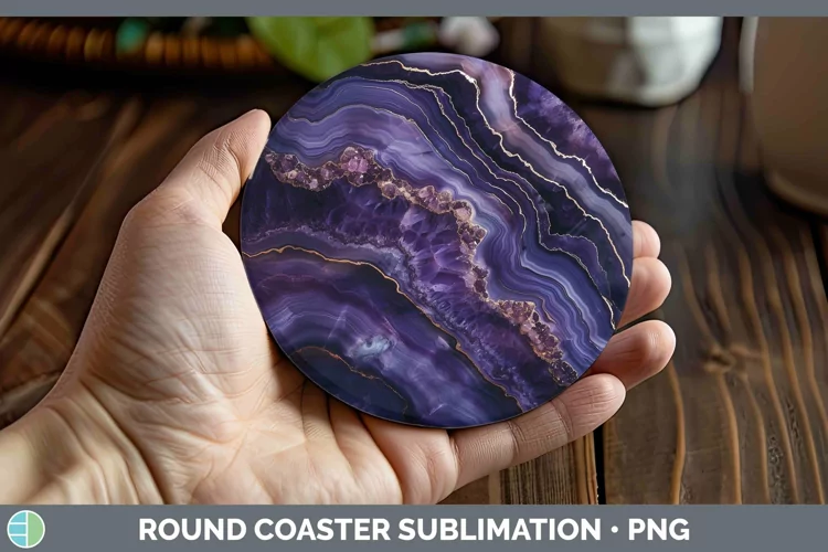 Purple Geode Round Coaster Sublimation Coaster Designs