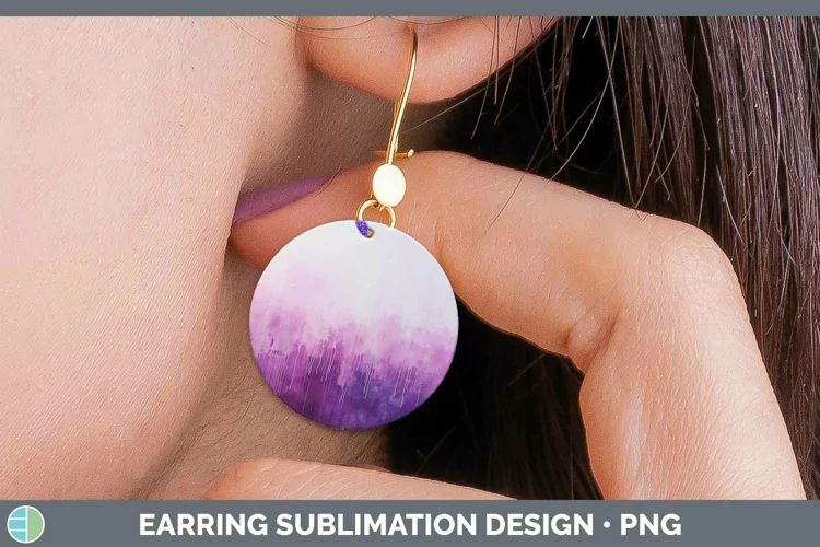Purple Gradient Ombre Round Earrings Sublimation Earrings De